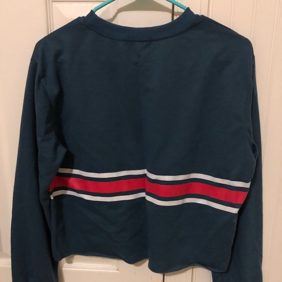 blue long sleeve top with stripe detail - Picture 2 of 2